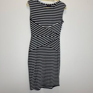 Black and white stripe stretch dress
